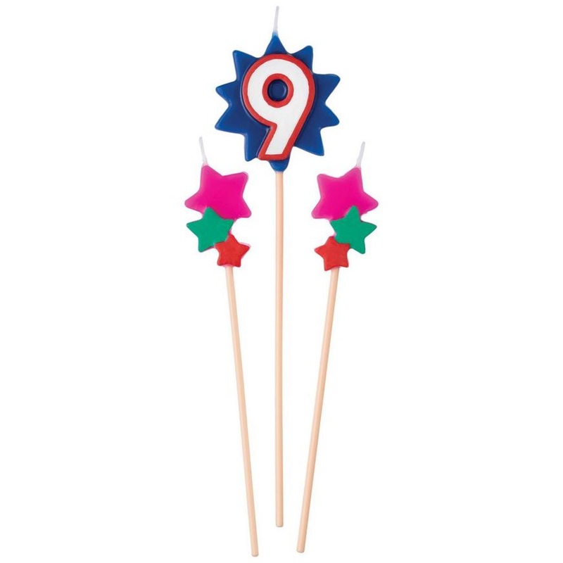 Birthday Cake Pick Candles #9 | 3pcs