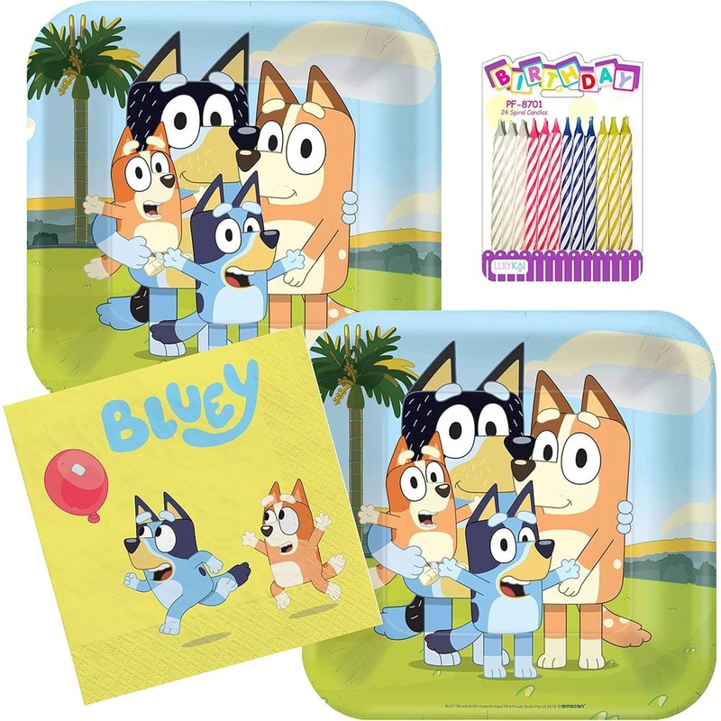 Bluey Party Tableware Party Kit for Cake (16 Guests)