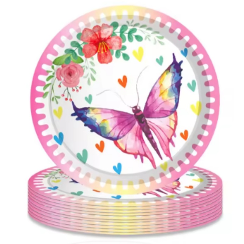 Butterfly Theme Party Cake/Starter Plates - 7 inches - 8PC