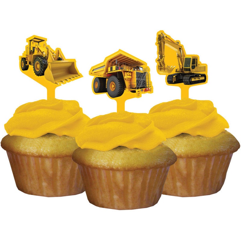 Construction Birthday Zone Cupcake Picks (12ct)