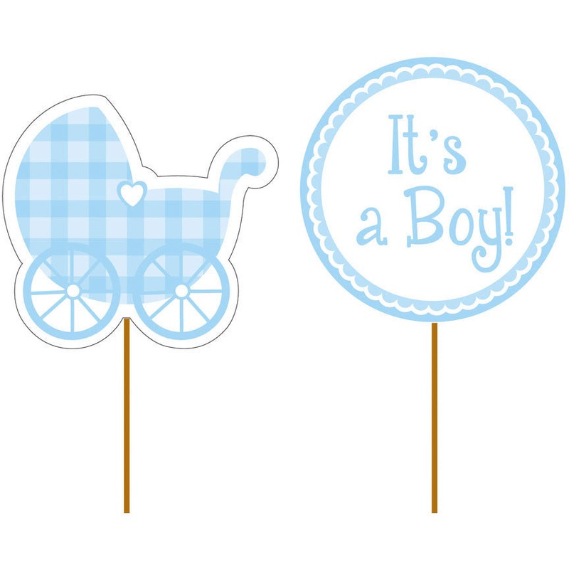 Gingham Boy Cupcake Picks (12ct)