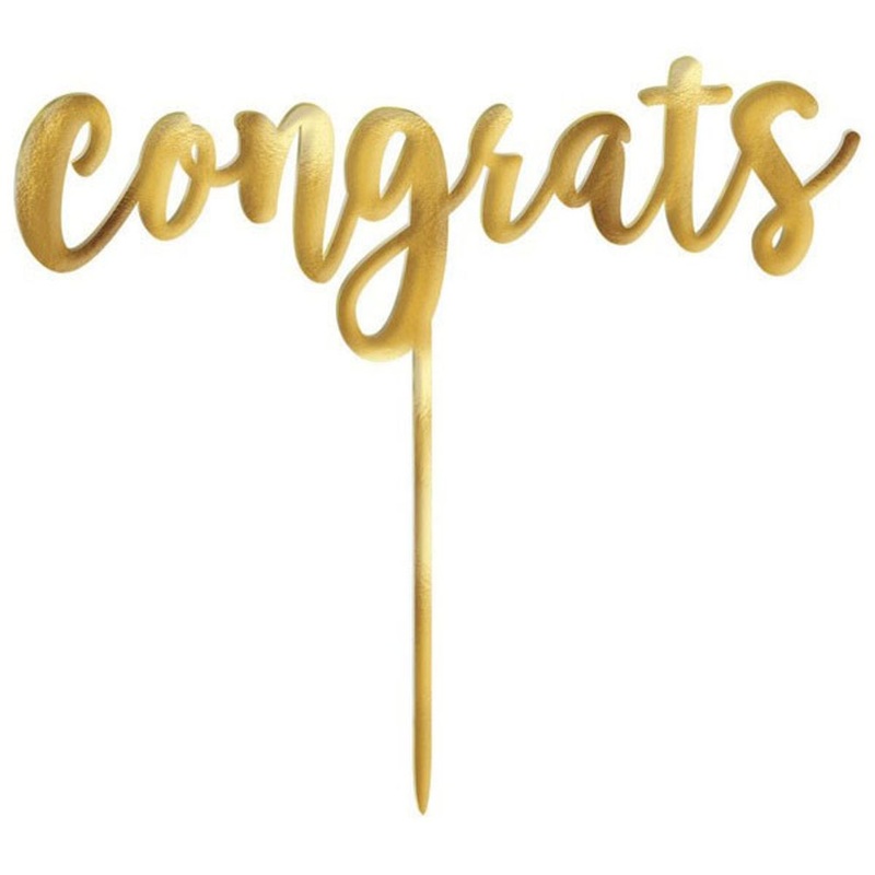 Gold Congrats Mirror Cake Topper (1ct)