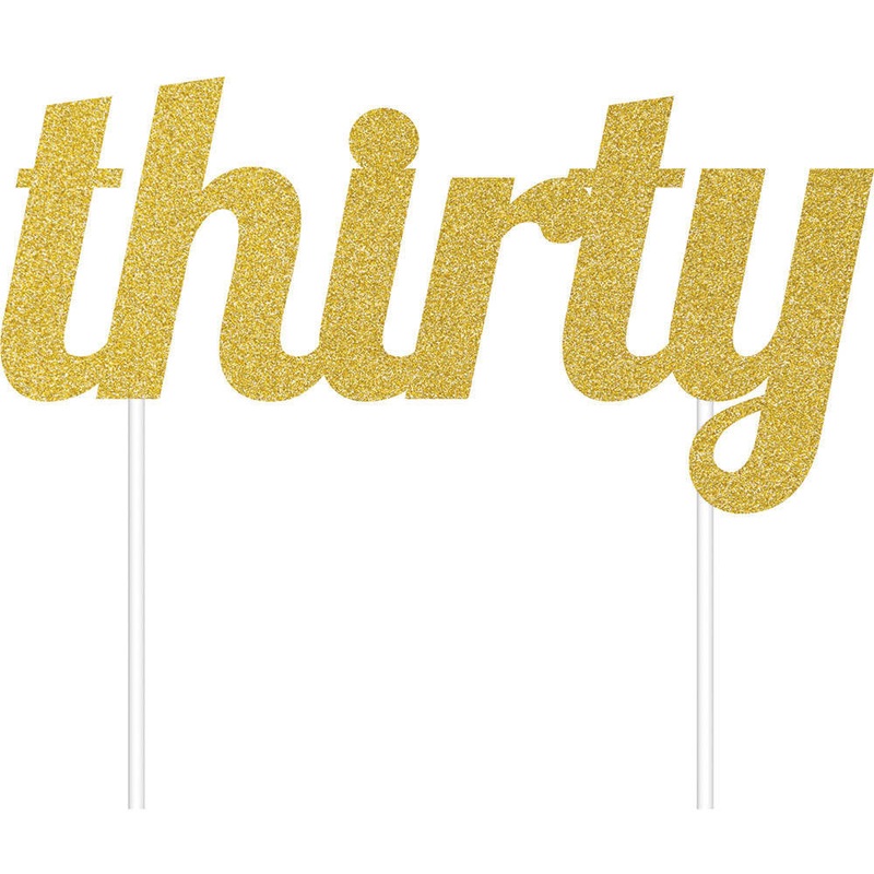 Gold Glitter Thirty Cake Topper