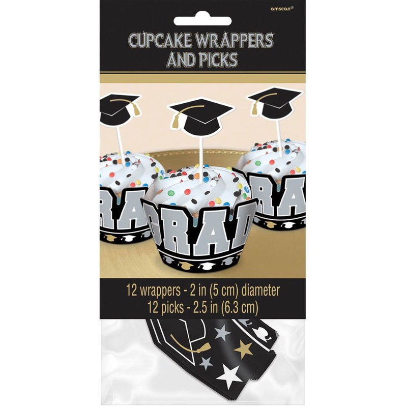 Grad Cupcake Wrapper with Picks
