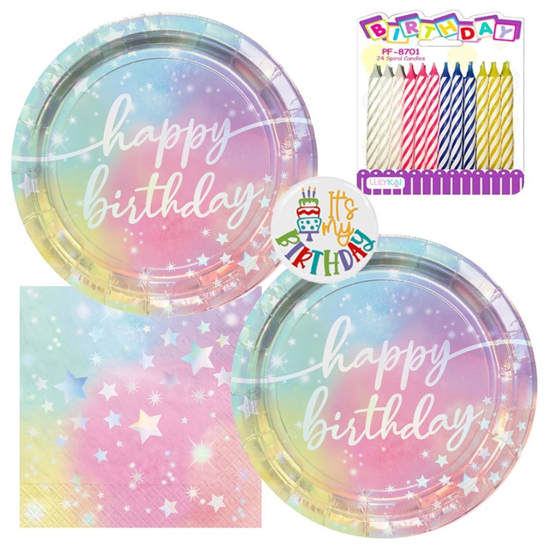 Luminous Tableware Party Kit for Cake (16 Guests)