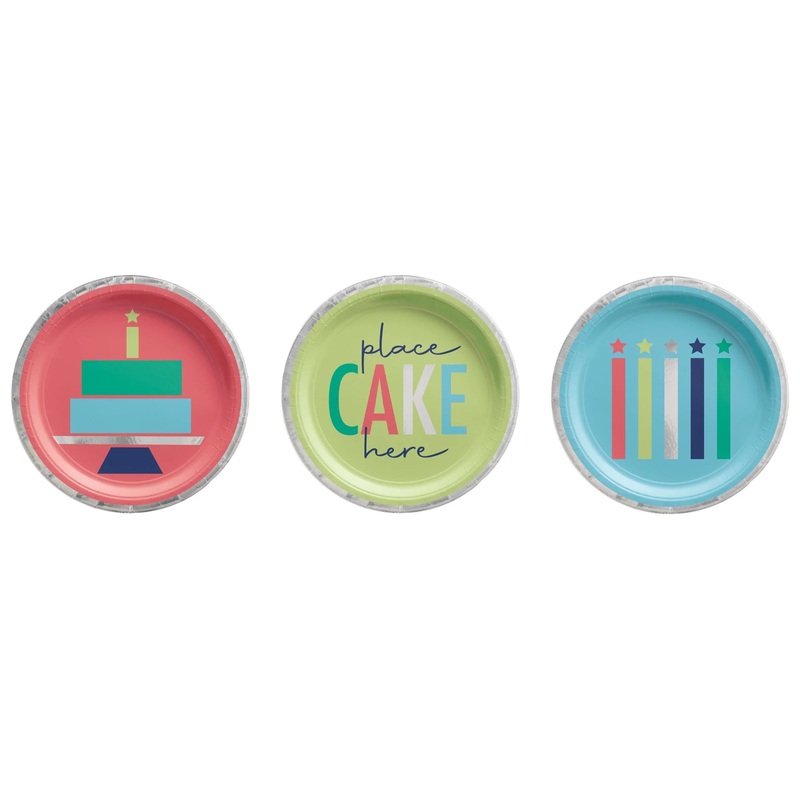 Modern Birthday Let's Eat Cake Assorted Plates, 7" | 8 ct