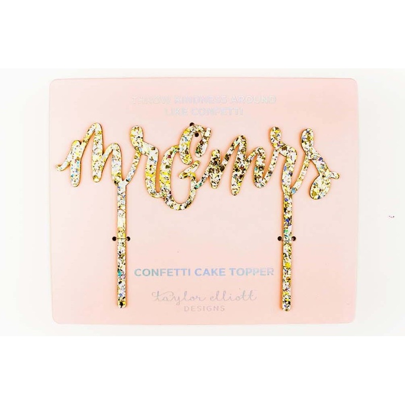 Pearl Confetti Cake Topper Mr & Mrs 8.5" | 1ct