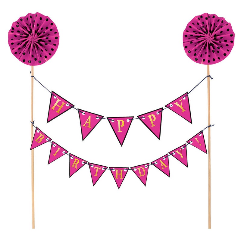 Pink Happy Birthday Cake Pick