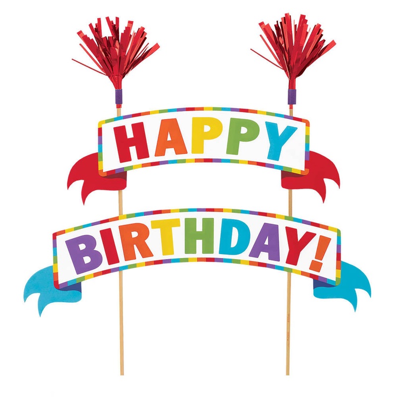 Primary Colors Happy Birthday Cake Pick