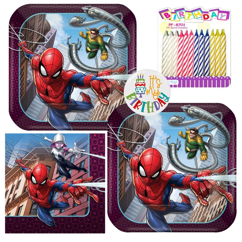 Spiderman Webbed Wonder Tableware Party Kit for Cake (16 Guests)