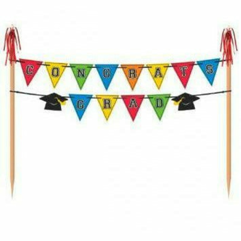 10 X 14 in. Hip Hip Hooray Graduation Pennant Banner Cake Topper