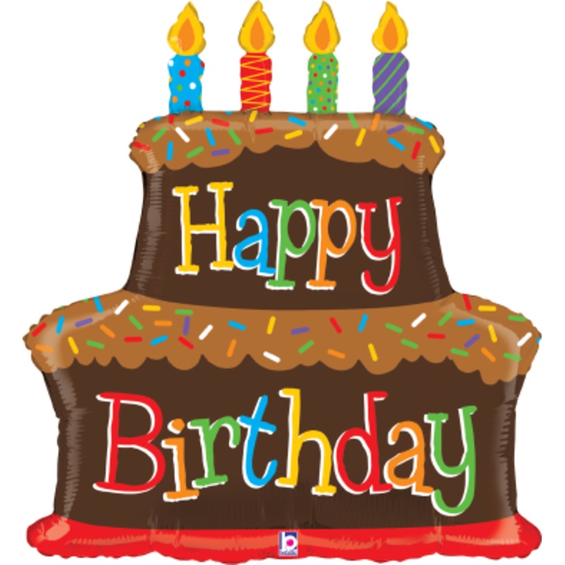 Betallic Birthday Chocolate Cake 31 inch Shaped Foil Balloon Packaged 1ct