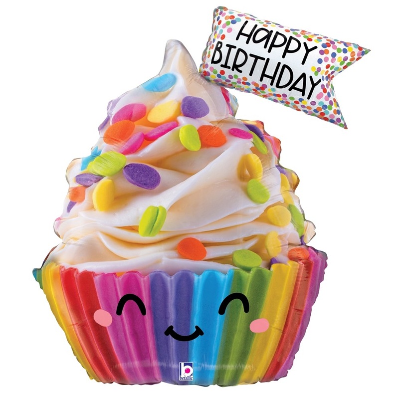 Betallic Cute Cupcake Birthday 31 inch Shaped Foil Balloon 1ct