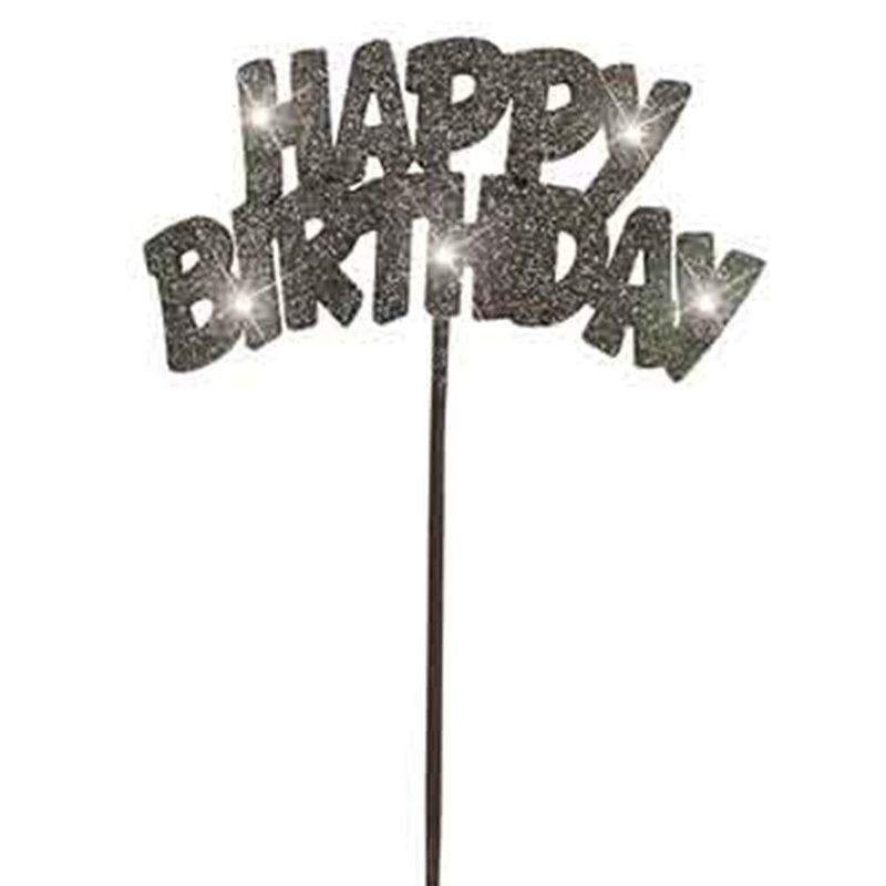 Birthday Flashing Cake Decoo - Black