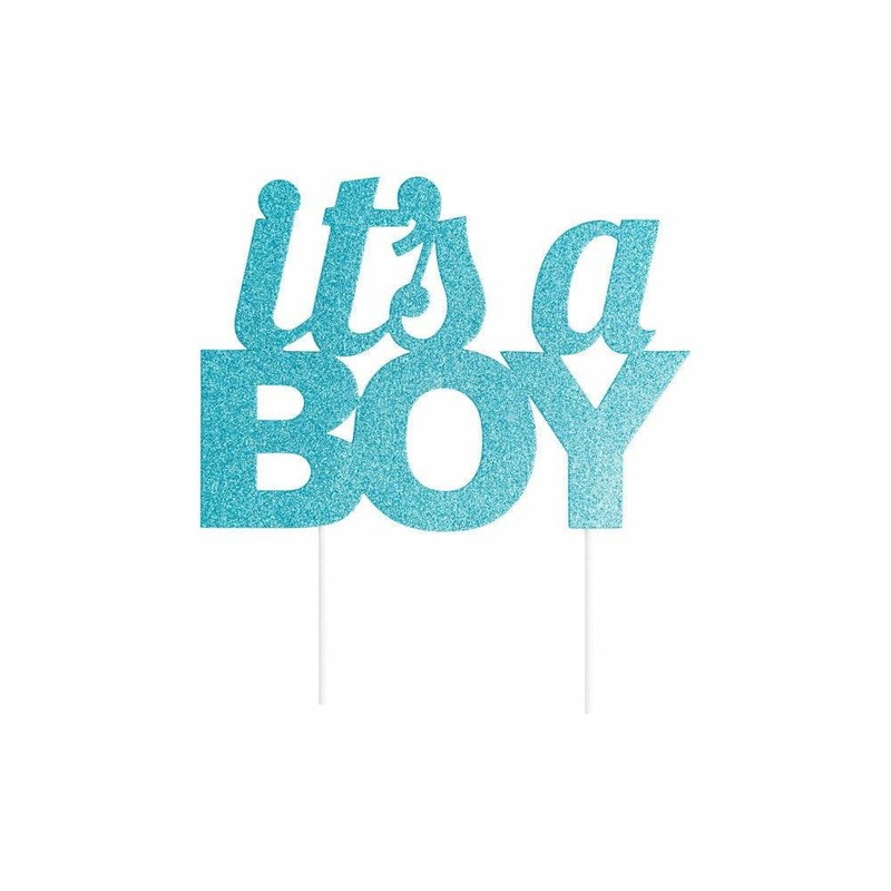 Blue Glitter It'S A Boy Cake Topper 1Ct