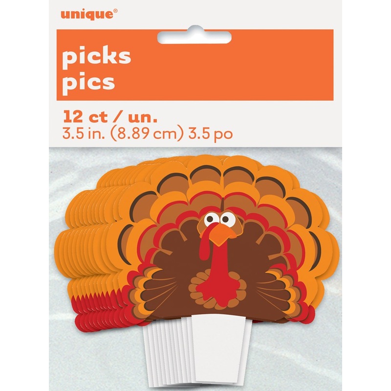 Cartoon Turkey Ppr 3.5in Cupcake Topper 12ct