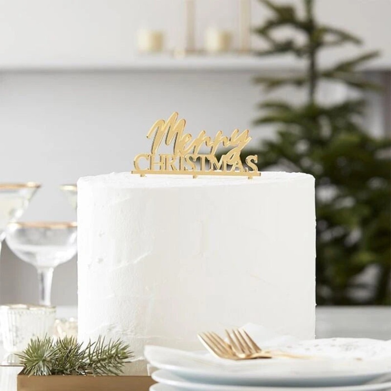 Christmas Gold Cake Topper
