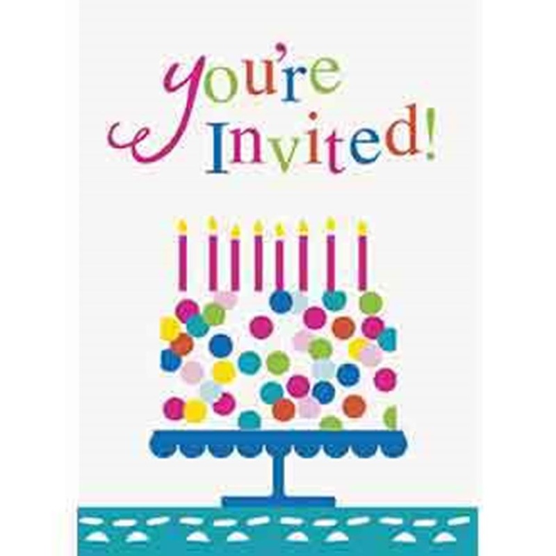 Confetti Cake Birthday Invite 8ct