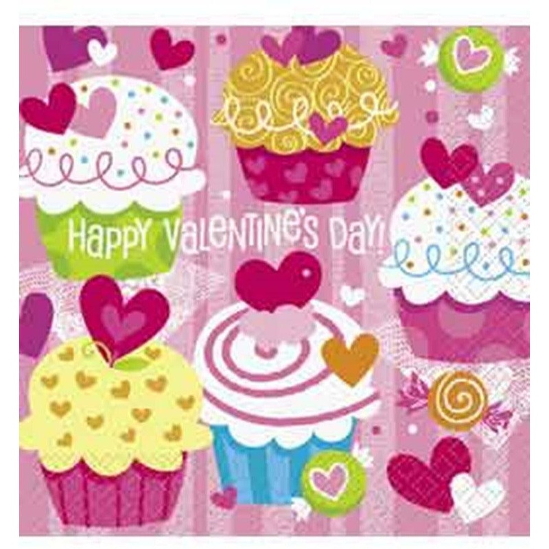 Cupcake Hearts Napkin (L) 16ct