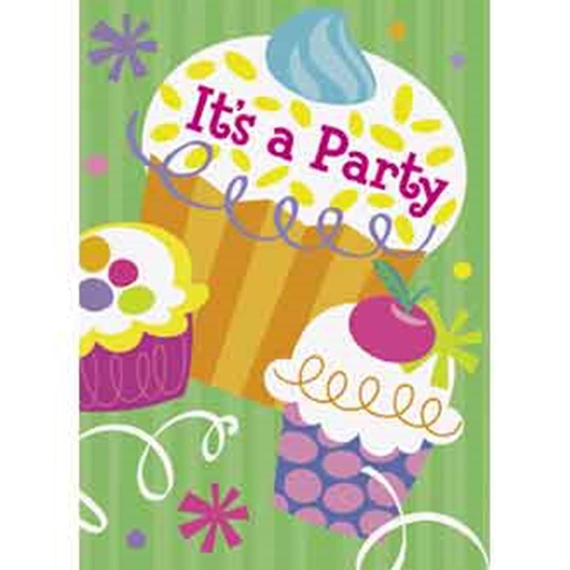 Cupcake Party Invite 8ct