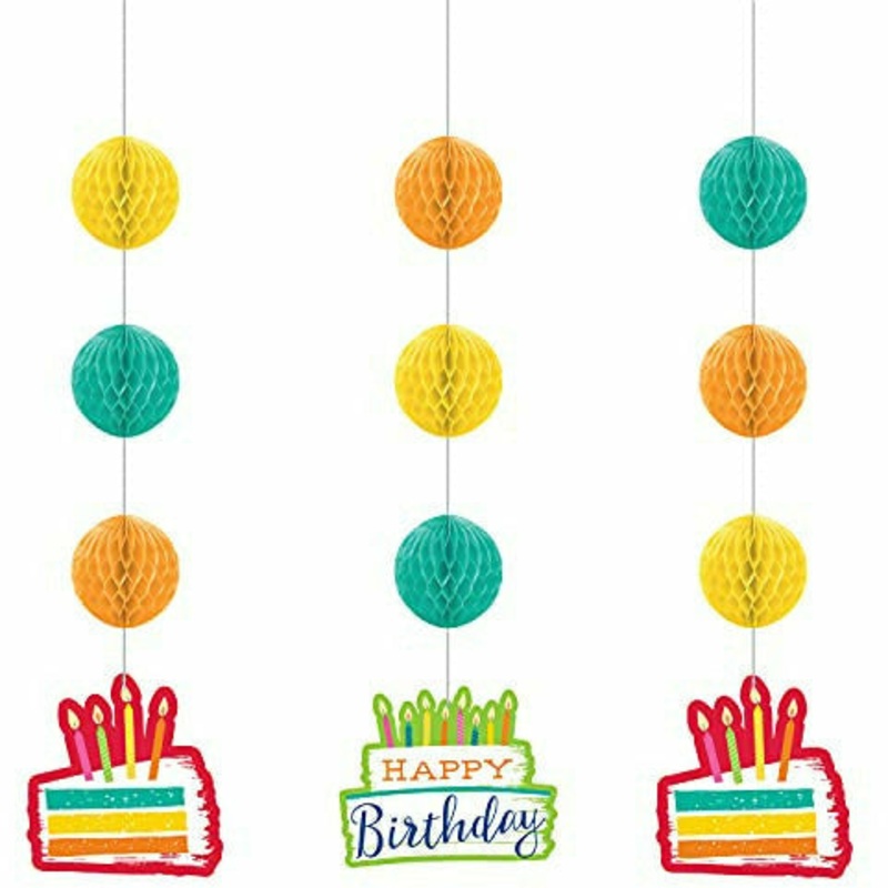 Festive Birthday Cake Honeycomb Cutouts