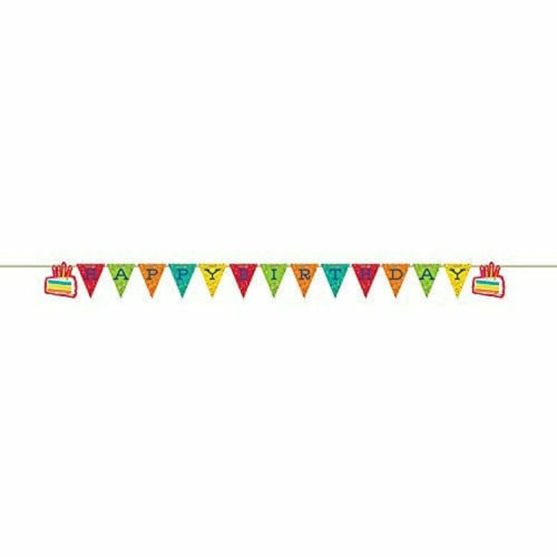 Festive Birthday Cake Shapped Banner
