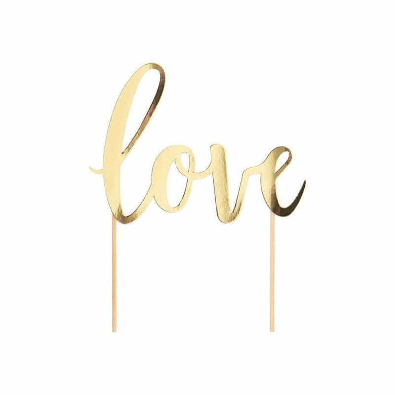 Gold Foil Love Cake Topper 1Ct