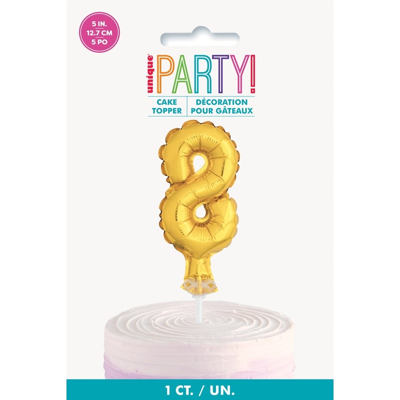Gold Foil Number 8 Balloon 5 inch Cake Topper