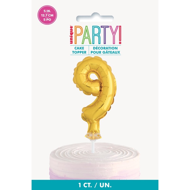 Gold Foil Number 9 Balloon 5 inch Cake Topper