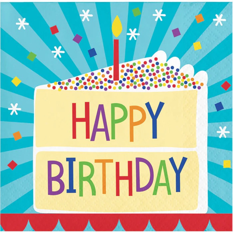 Happy Birthday Cake Beverage Napkins