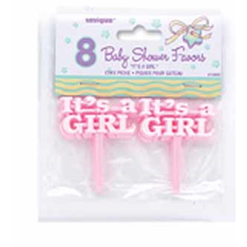 Its a Girl Pink Cake Picks, 8ct