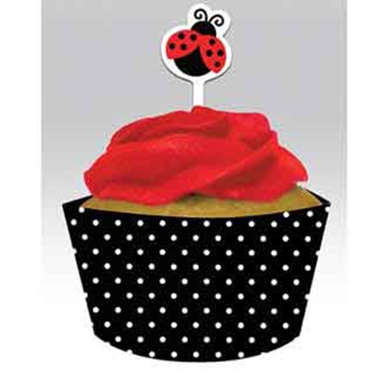 Ladybug Fancy Cupcake Pick Wrapper 12ct