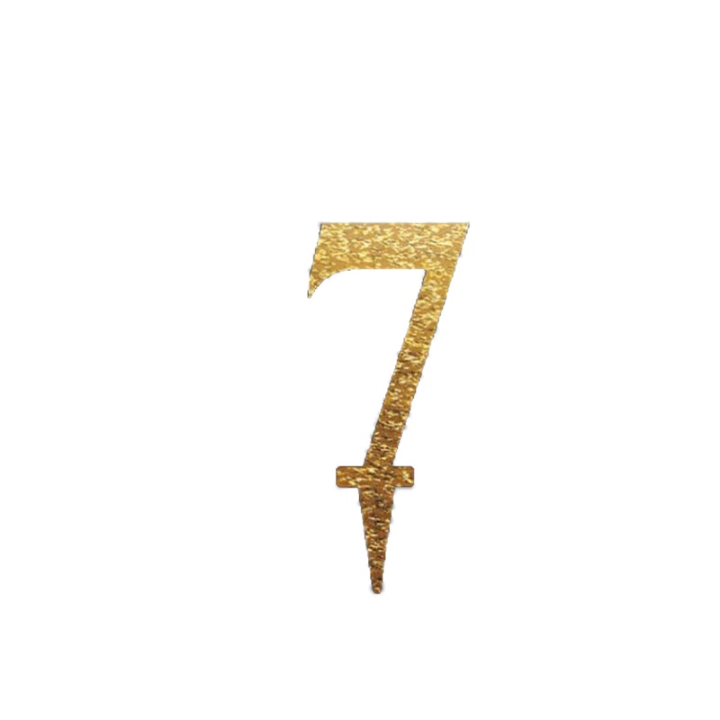 Mirror Acrylic Cake Topper No 7 - Gold