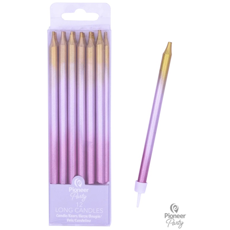 Ombr Cake Candles With Holders - Rose Gold