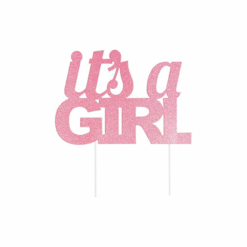 Pink Glitter It'S A Girl Cake Topper 1Ct
