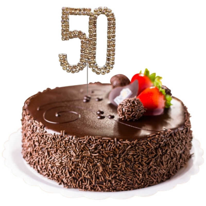 50 Gold Diamante Number Cake Picks