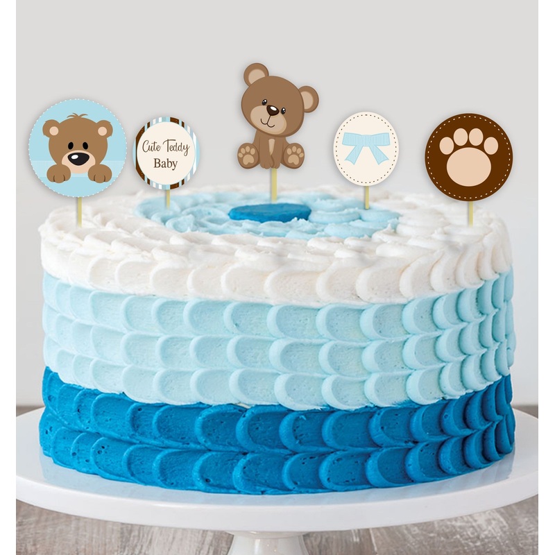 Baby Boy Cute Teddy  Theme Cake Topper For Birthday Party