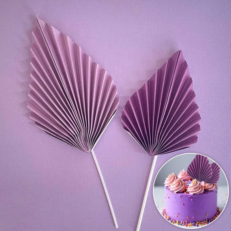 Deco Paper Fan Cake Toppers Set of 2 - Purple