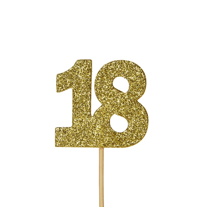 Glitter Cupcake Toppers Gold - 18