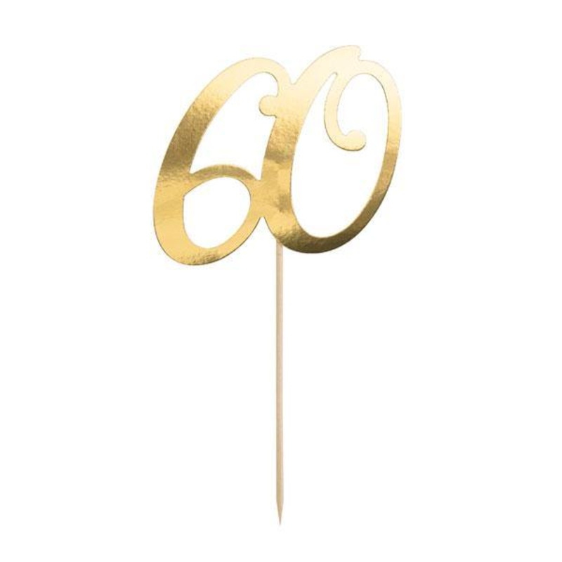 Gold 60th Cake Topper