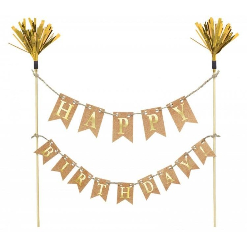 Gold Birthday Cake Bunting