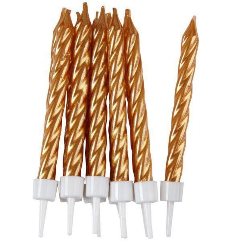 Gold Cake Candles (Pk10)