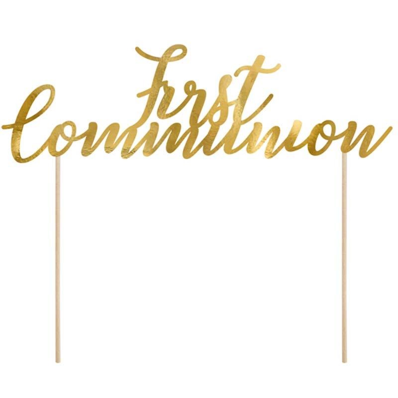 Gold First Communion Cake Topper