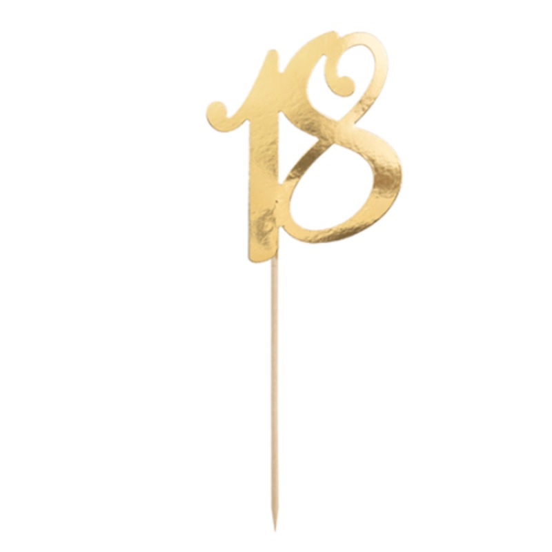 Gold Number 18 Cake Topper