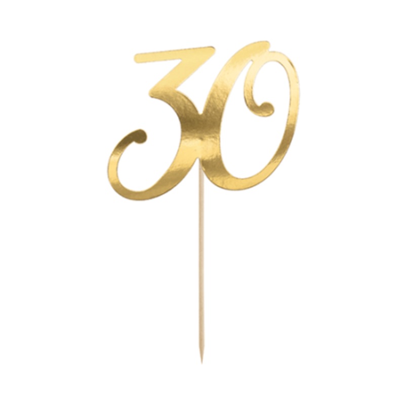 Gold Number 30 Cake Topper