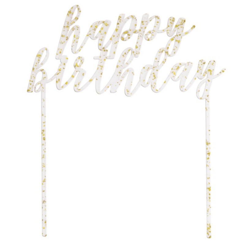 Gold Speckle Birthday Cake Topper