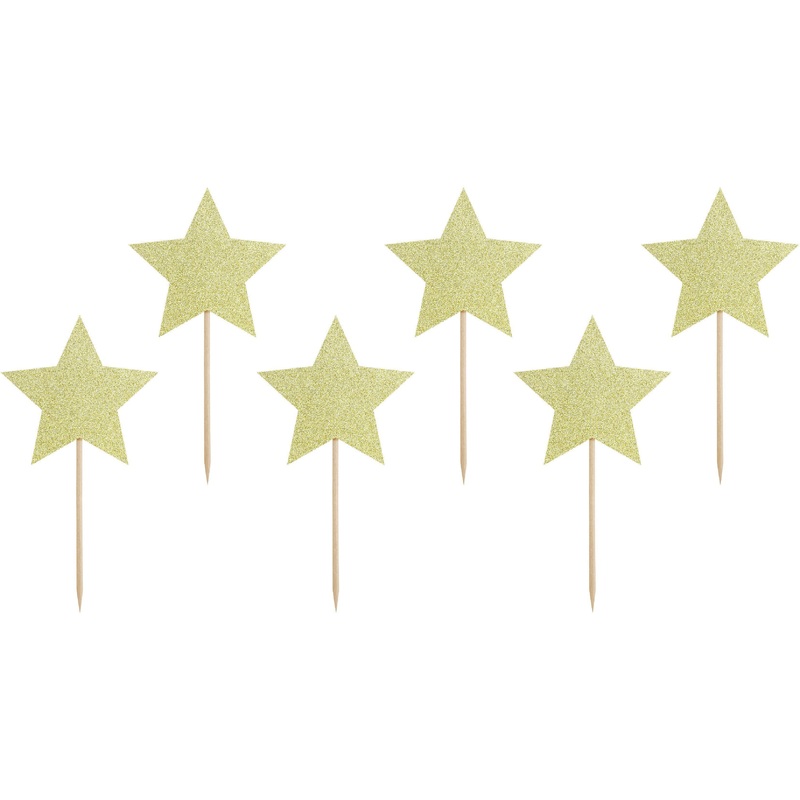 Gold Star Cupcake Toppers (Pk6)