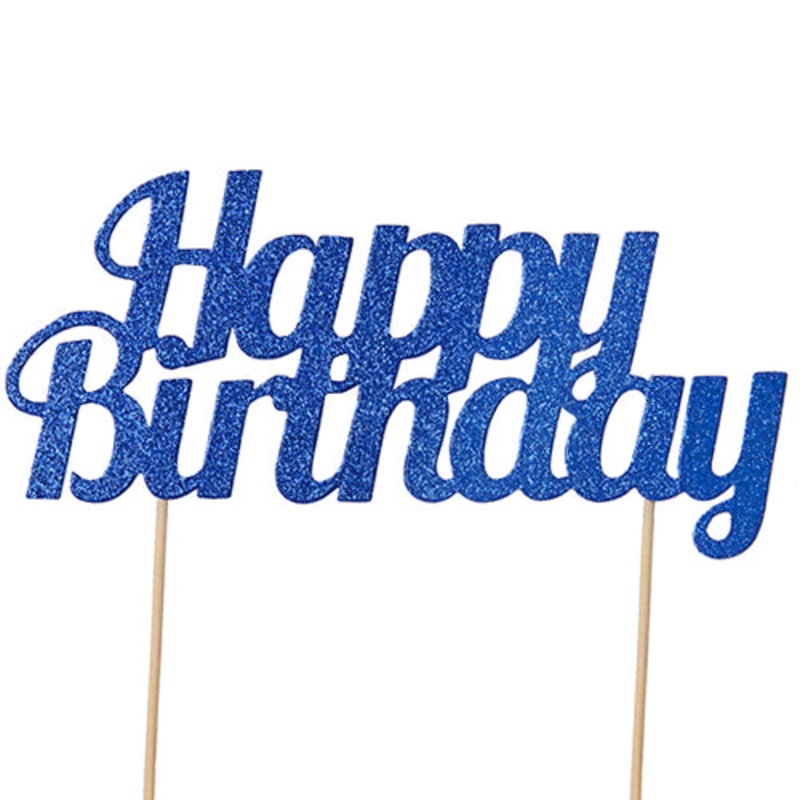 Happy Birthday Cake Topper - Blue