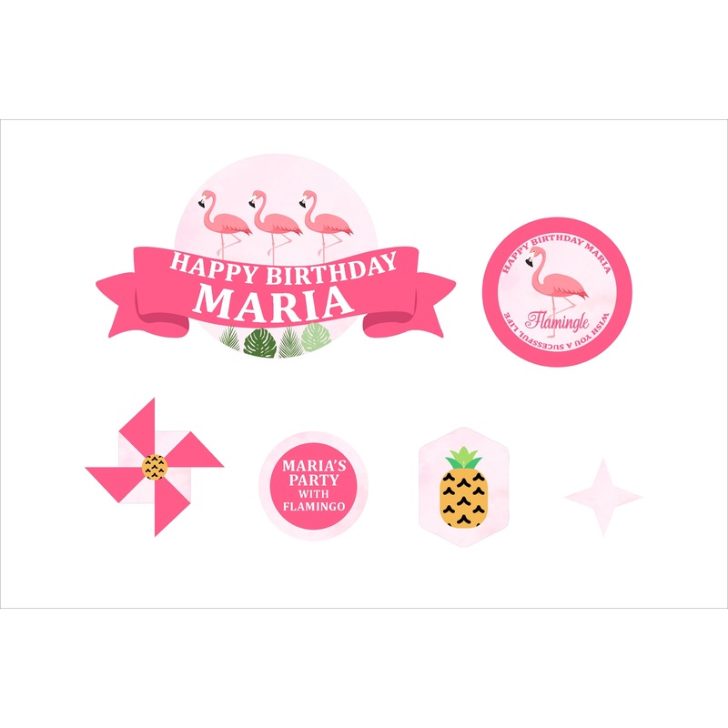 Lets Flamingo-Girls Birthday Cake Decorating Kit/Cake Topper/Cup Cake Topper