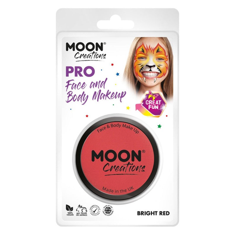 Moon Creations Pro Face Paint Cake Pot, Bright Red